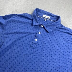 Peter Millar Polo Shirt Mens XL Blue Short Sleeve Geometric Dot Performance